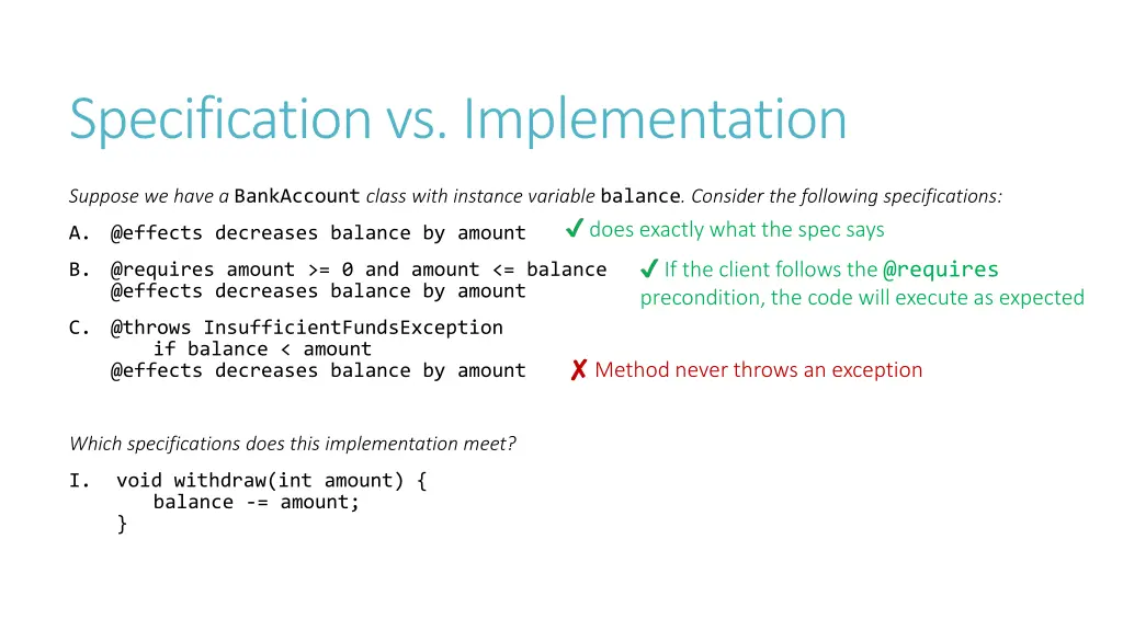 specification vs implementation 3