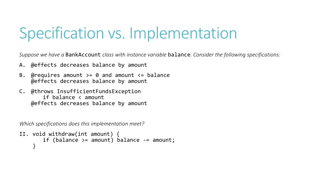 specification vs implementation 4