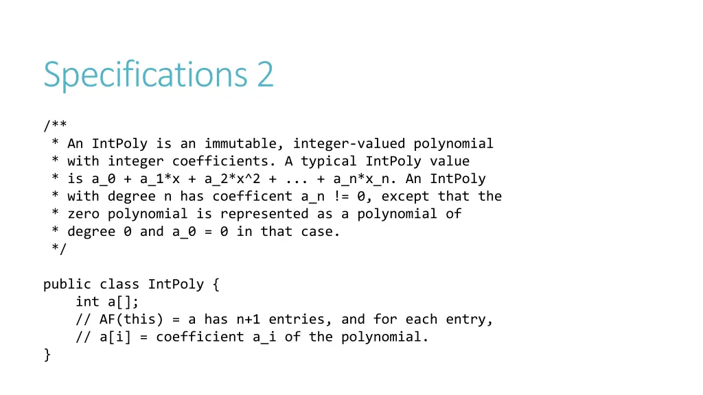 specifications 2
