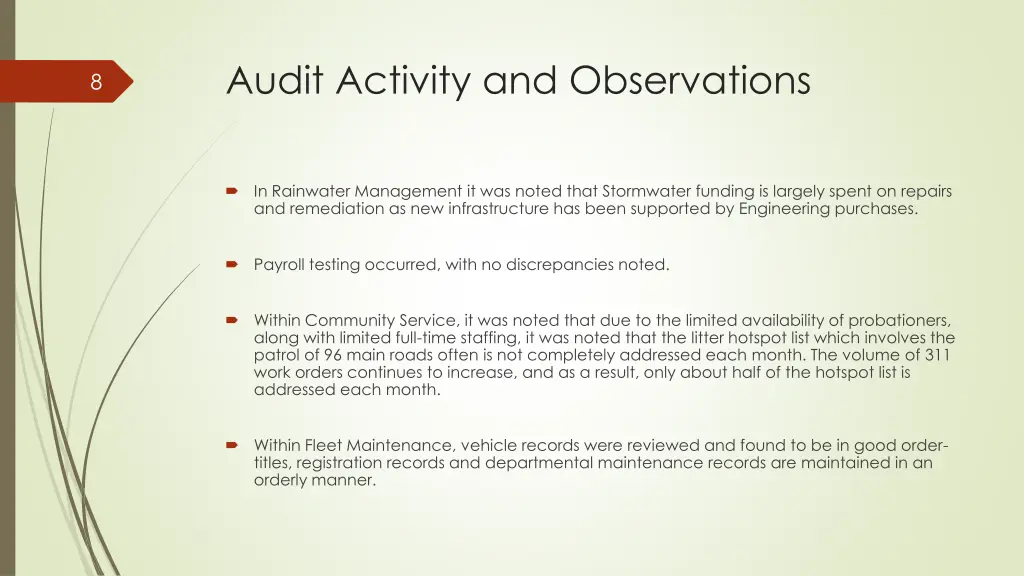 audit activity and observations 1
