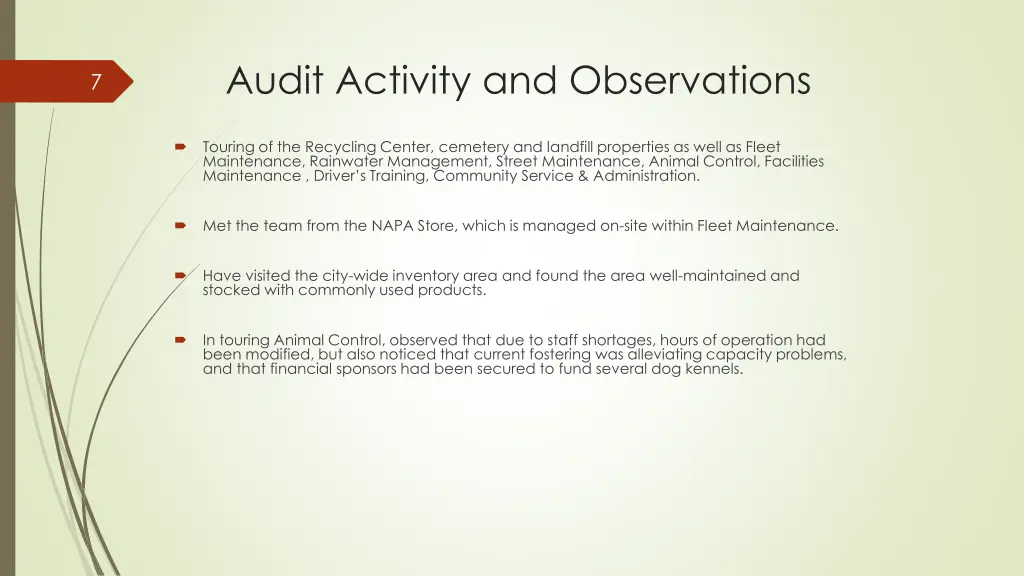 audit activity and observations