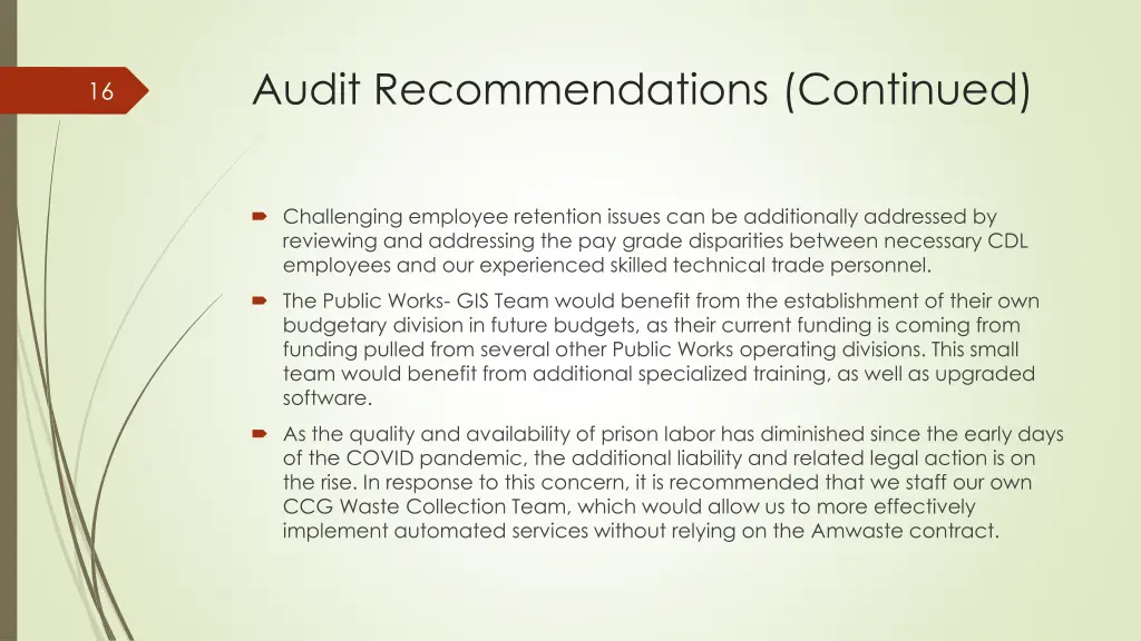 audit recommendations continued 1