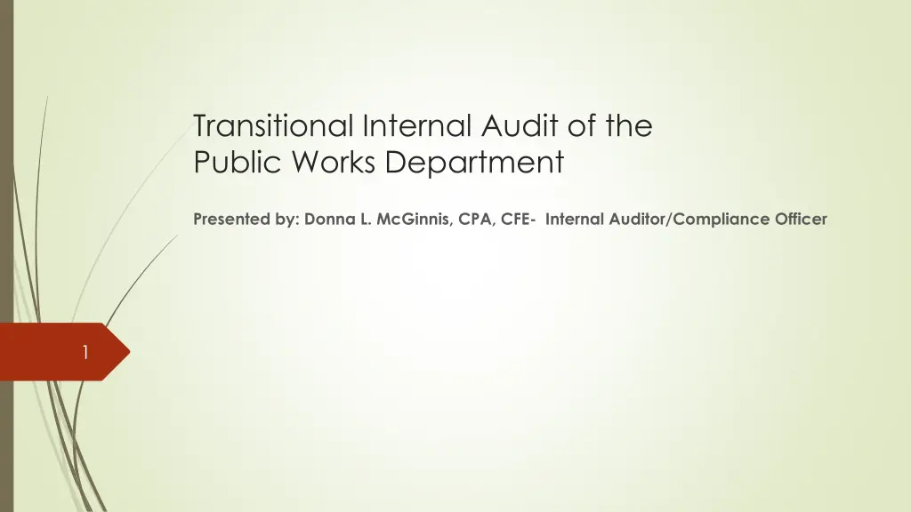 transitional internal audit of the public works
