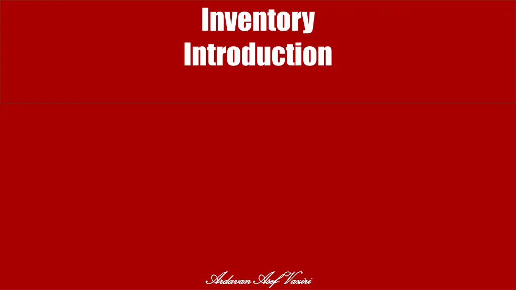 inventory introduction