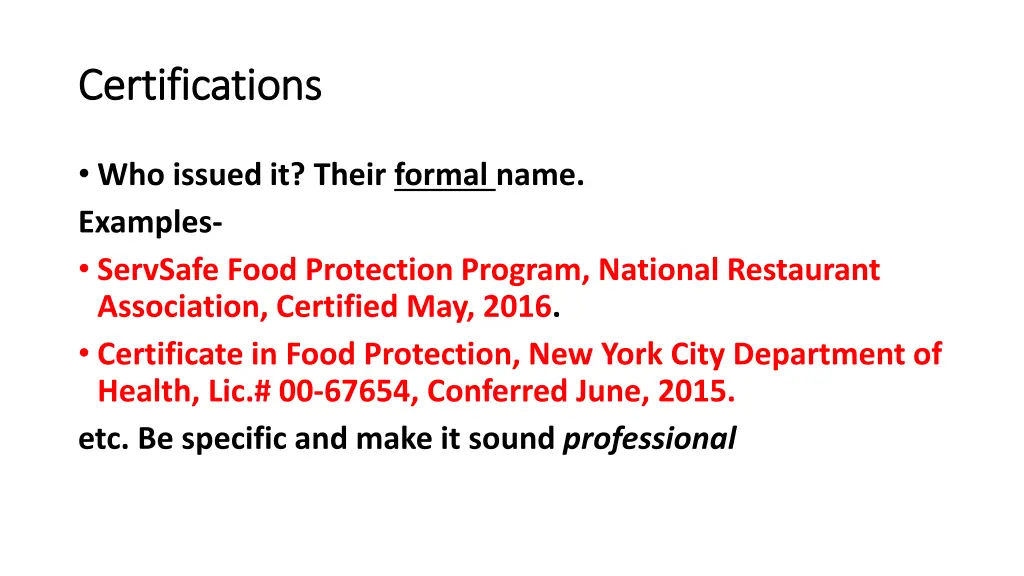 certifications certifications