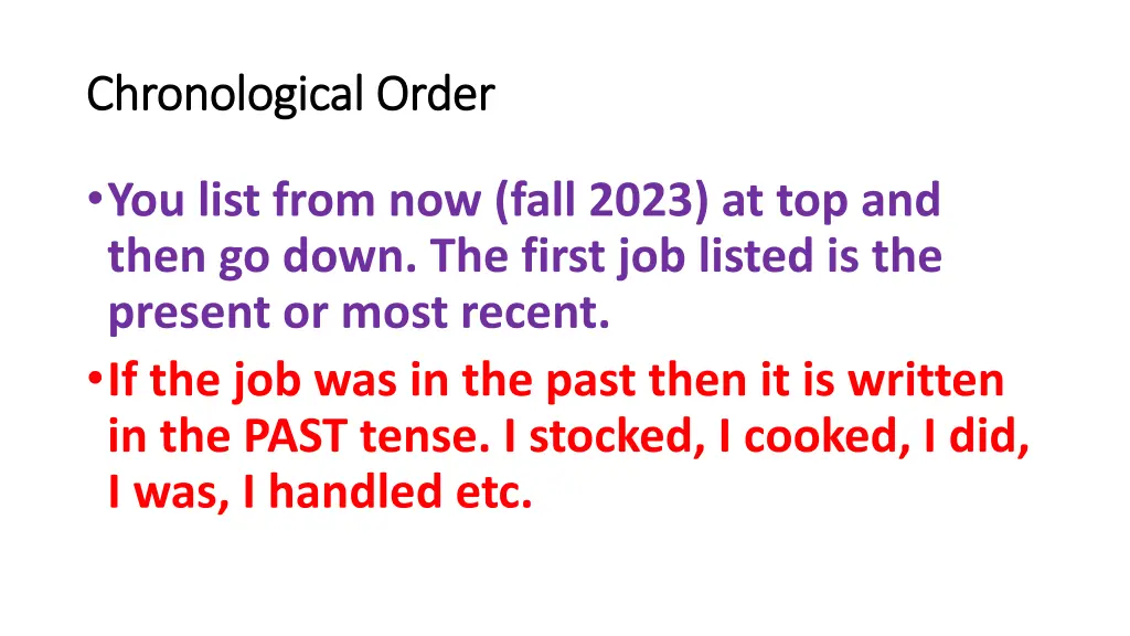chronological order chronological order