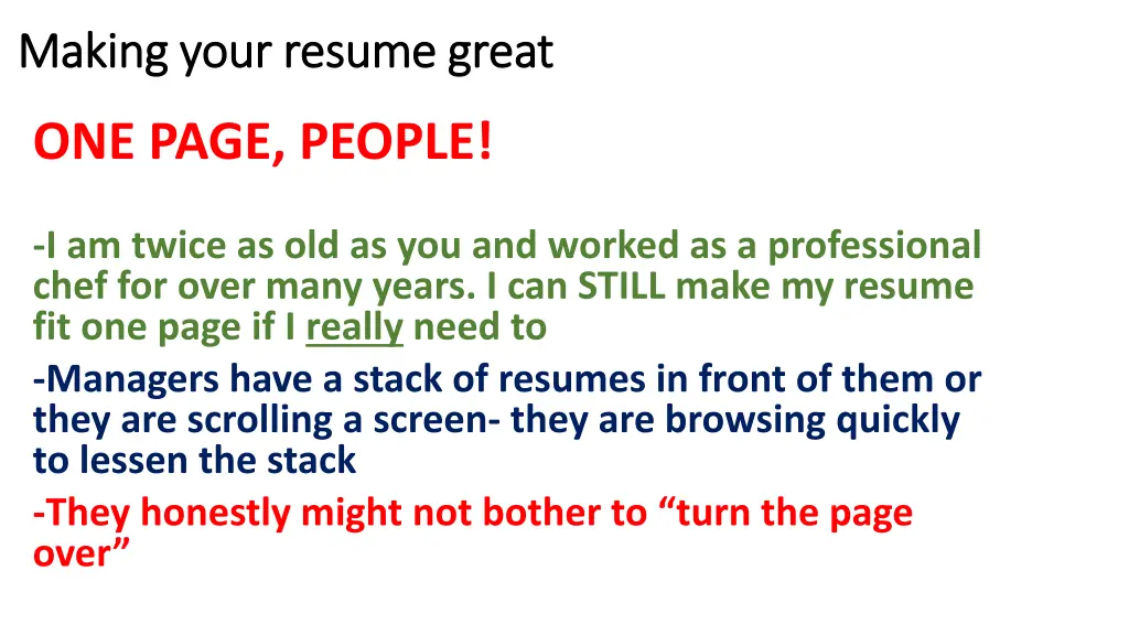 making your resume great making your resume great