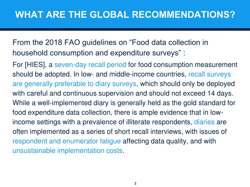 what are the global recommendations