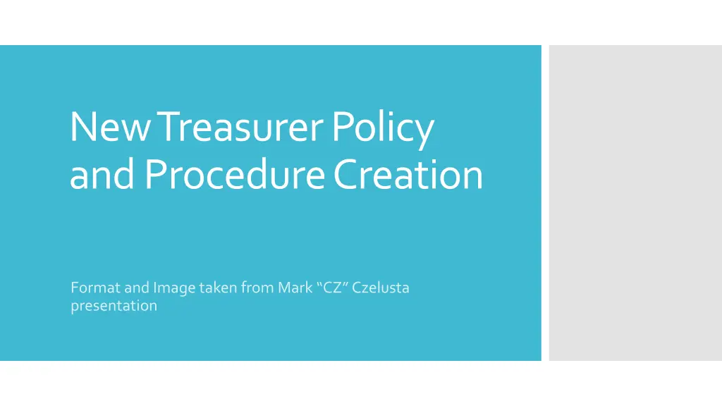 new treasurer policy and procedure creation