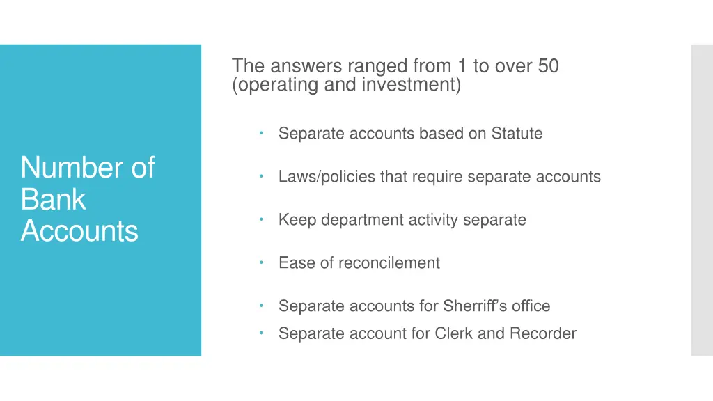 the answers ranged from 1 to over 50 operating