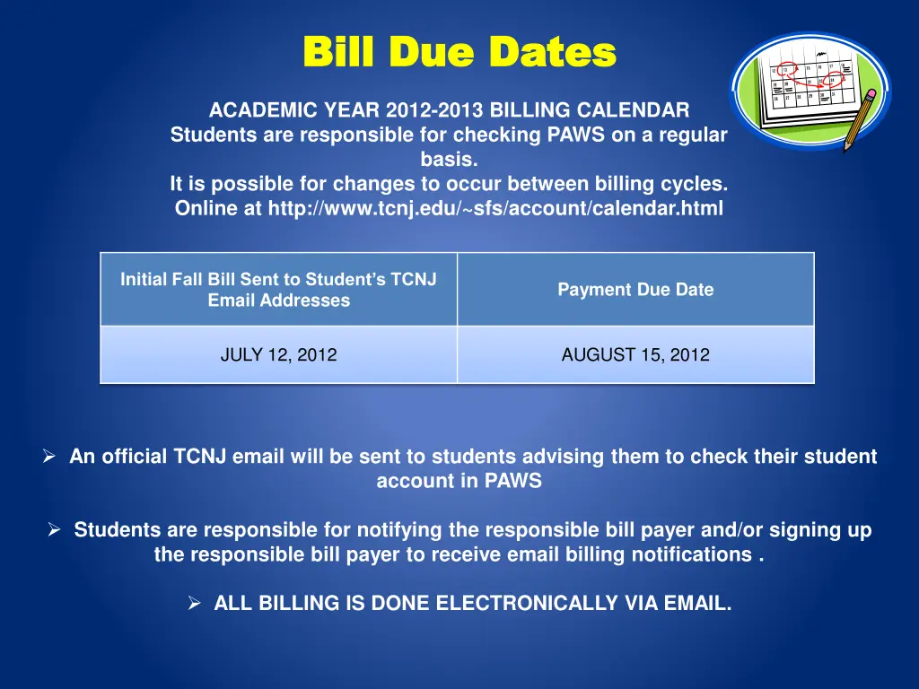 bill due dates bill due dates