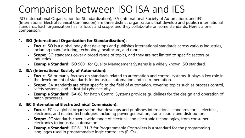 comparison between