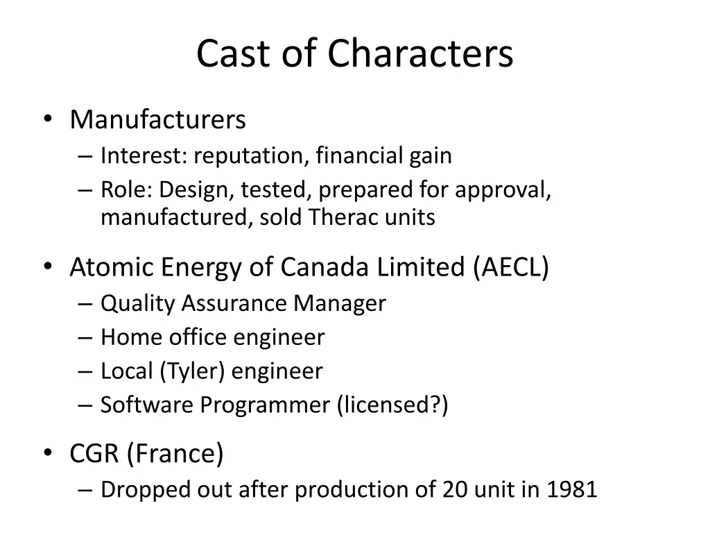 cast of characters