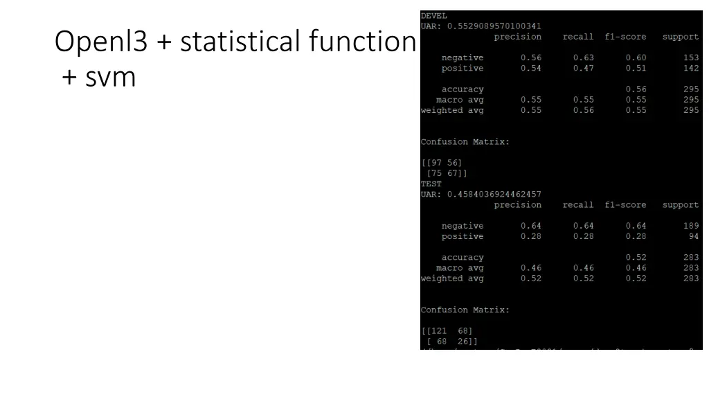 openl3 statistical function svm