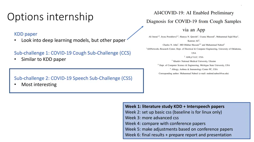options internship