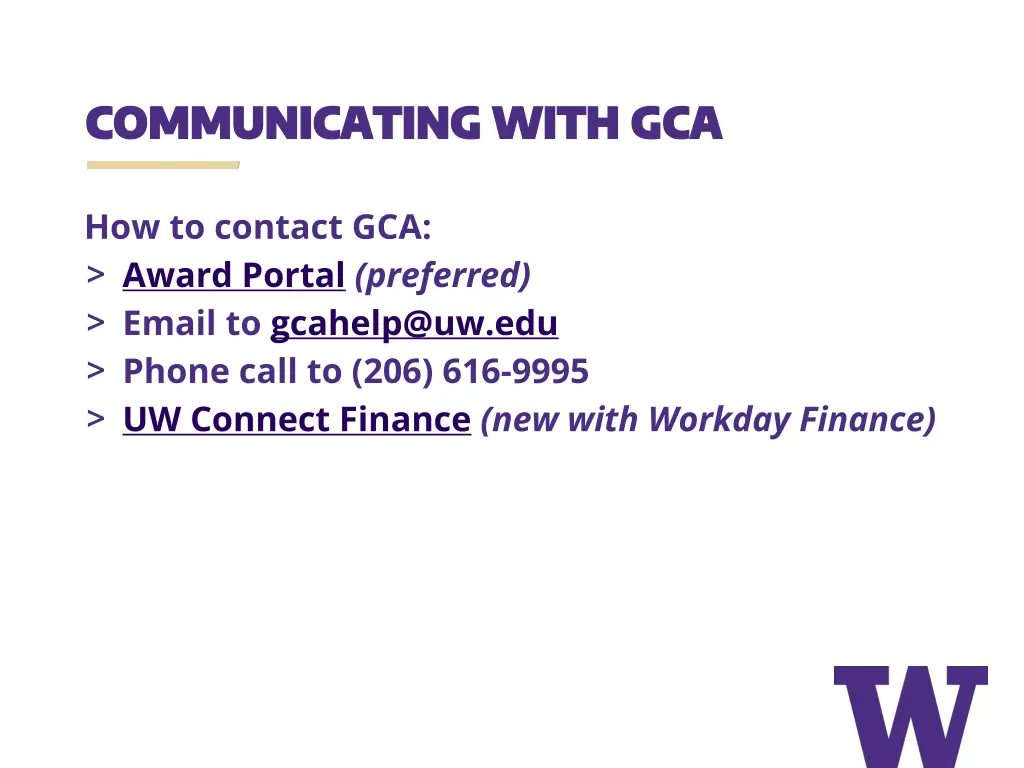 communicating with gca communicating with gca