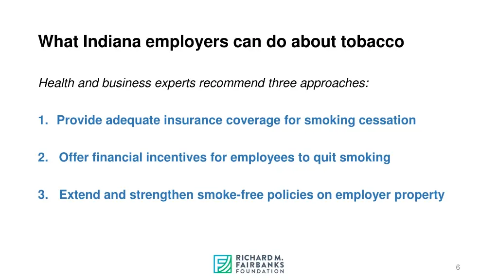 what indiana employers can do about tobacco