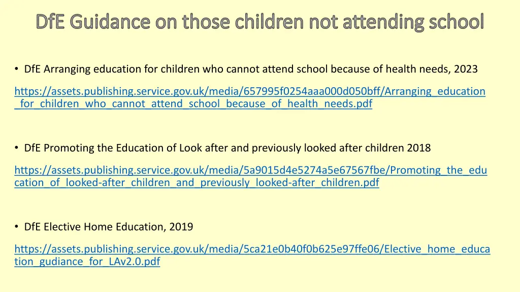 dfe guidance on those children not attending