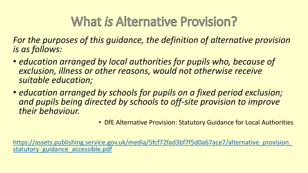 what what is is alternative provision alternative