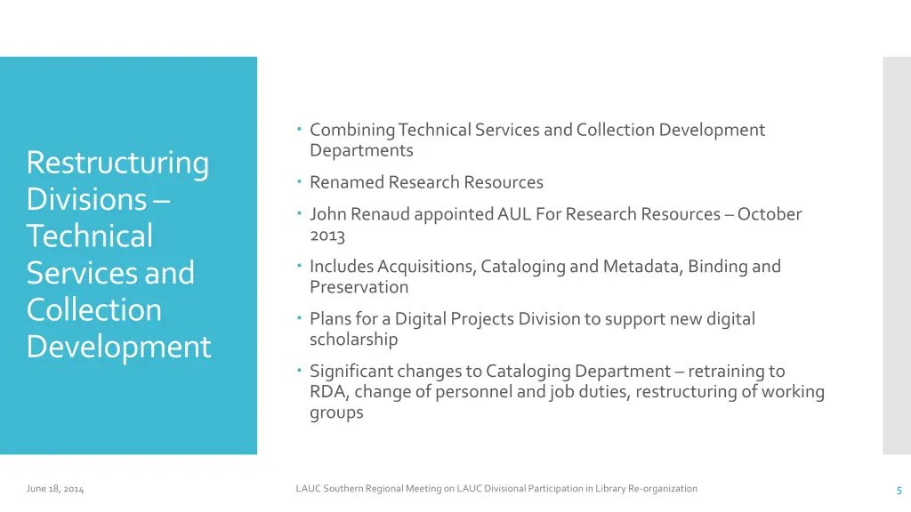 combining technical services and collection