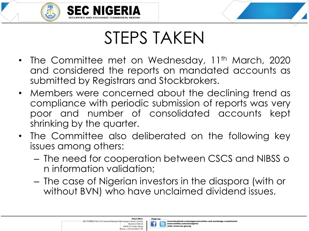 steps taken