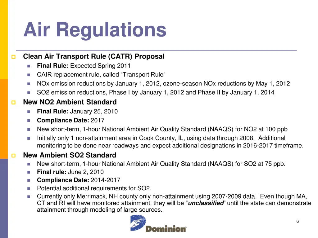 air regulations