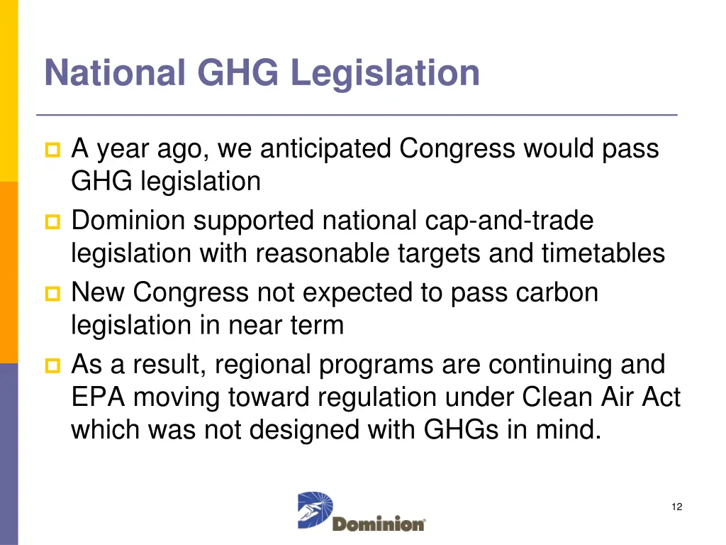 national ghg legislation