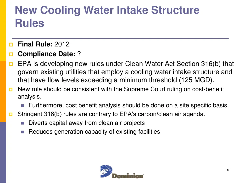 new cooling water intake structure rules