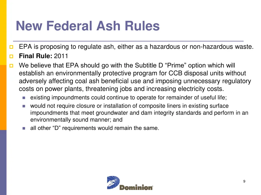 new federal ash rules