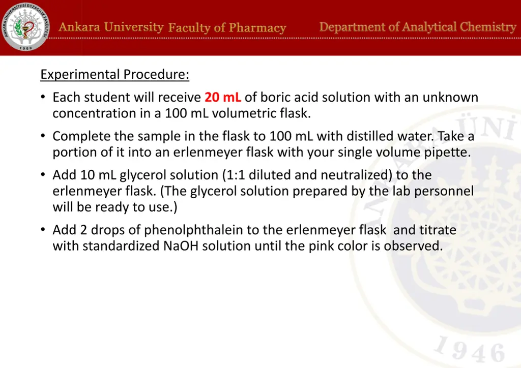 experimental procedure each student will receive