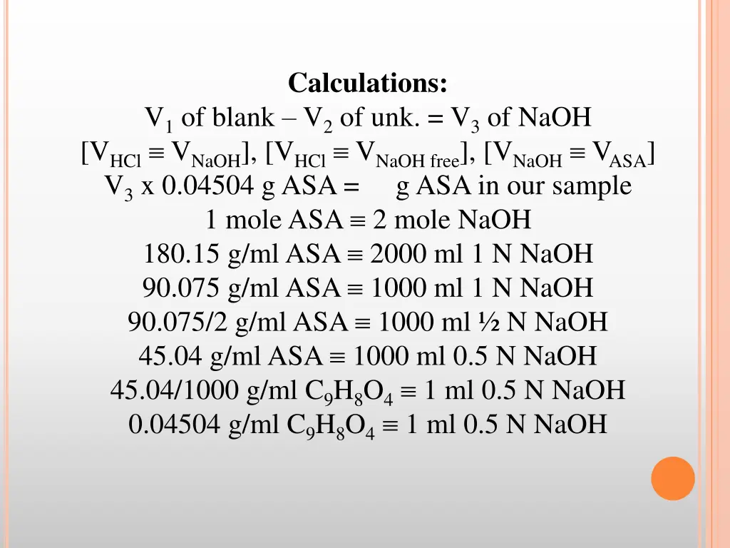 calculations