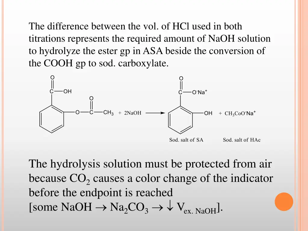 the difference between the vol of hcl used
