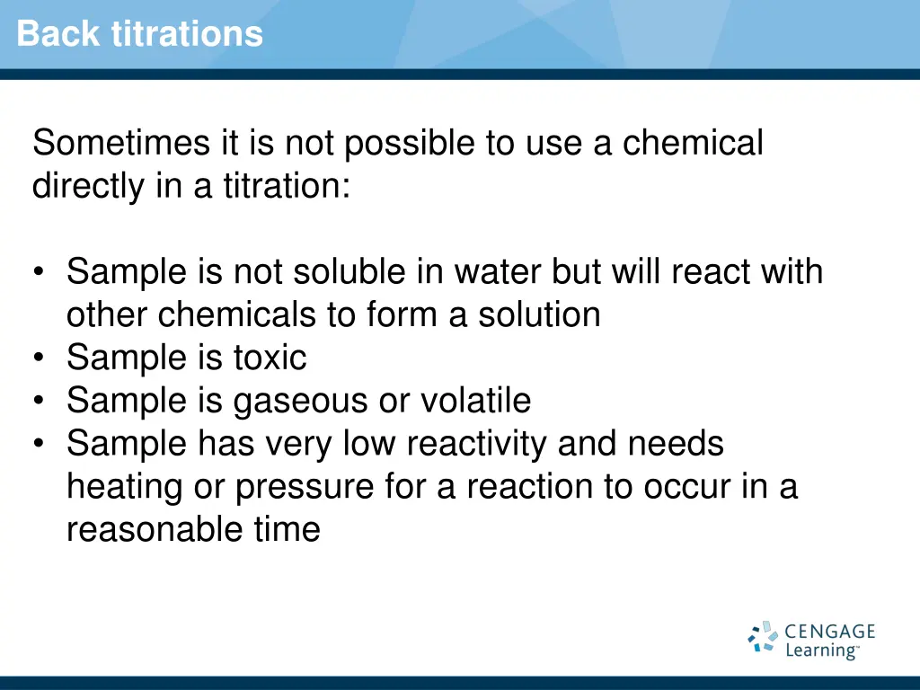 back titrations