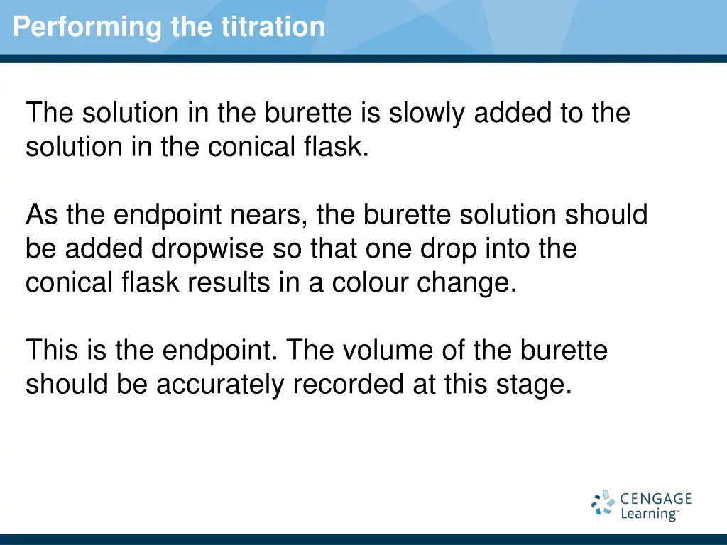 performing the titration