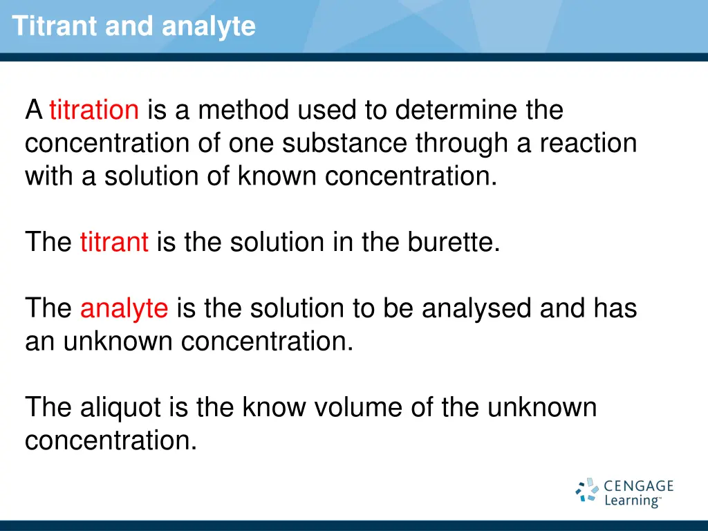titrant and analyte