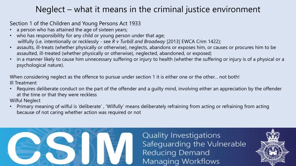 neglect what it means in the criminal justice