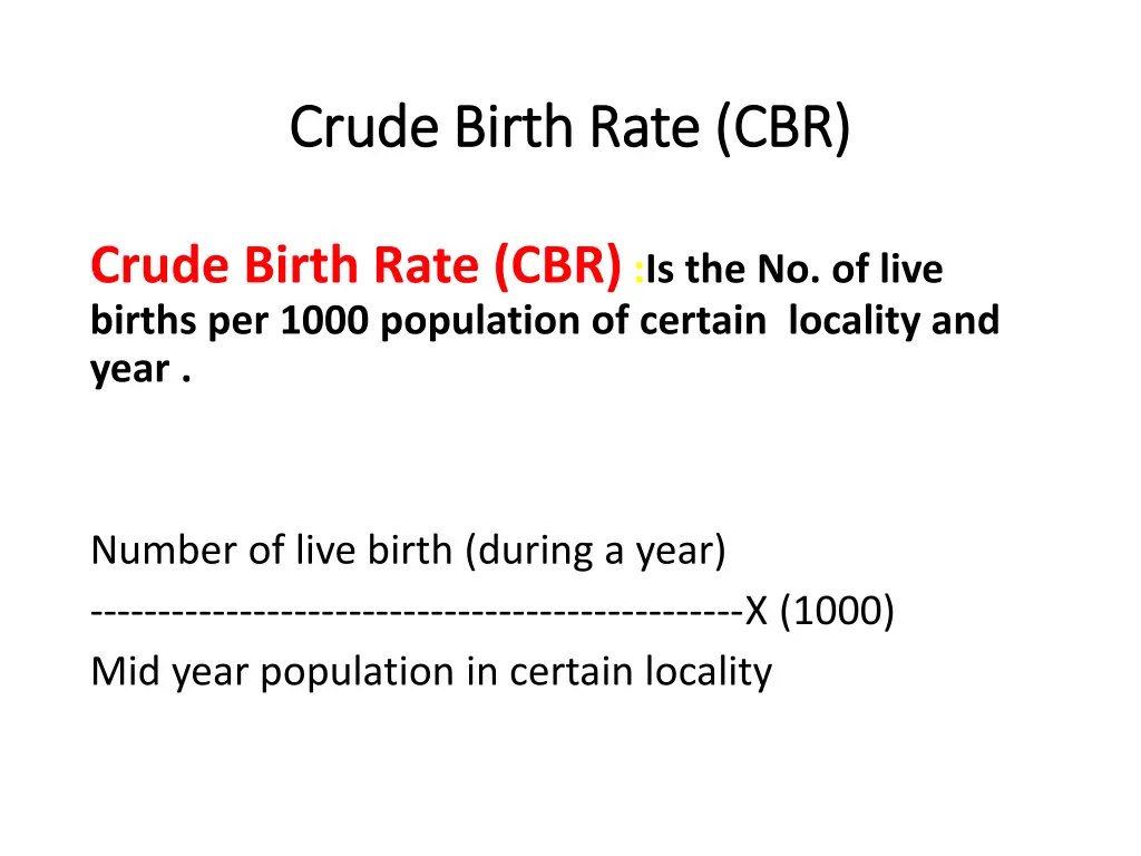 crude birth rate cbr crude birth rate cbr