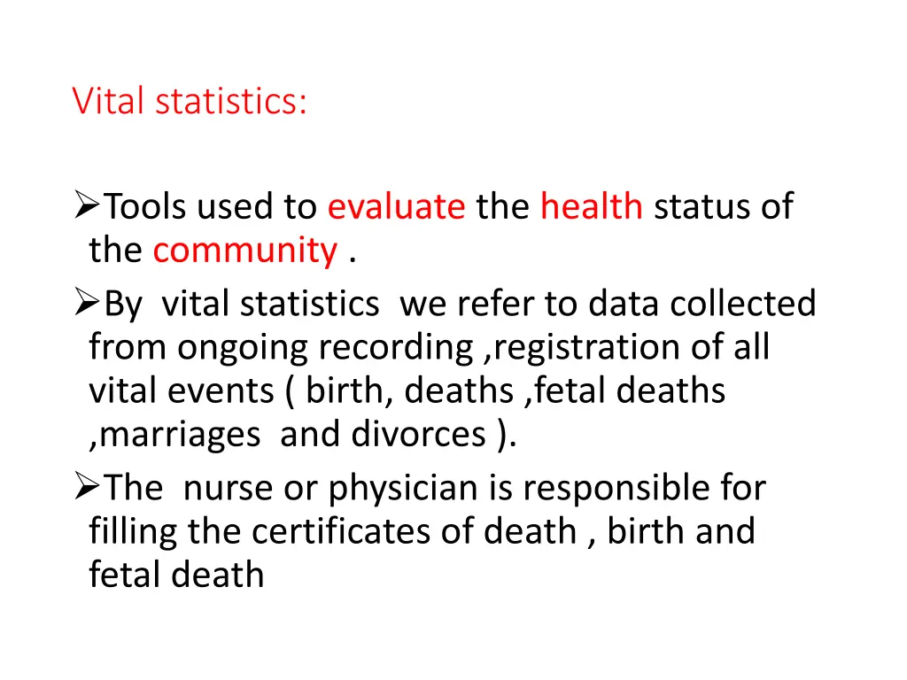 vital statistics