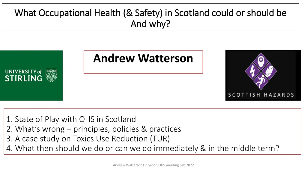 what occupational health safety in scotland could