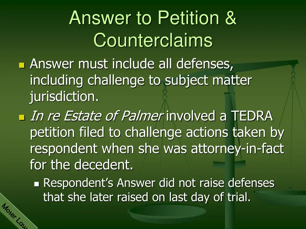 answer to petition counterclaims answer must
