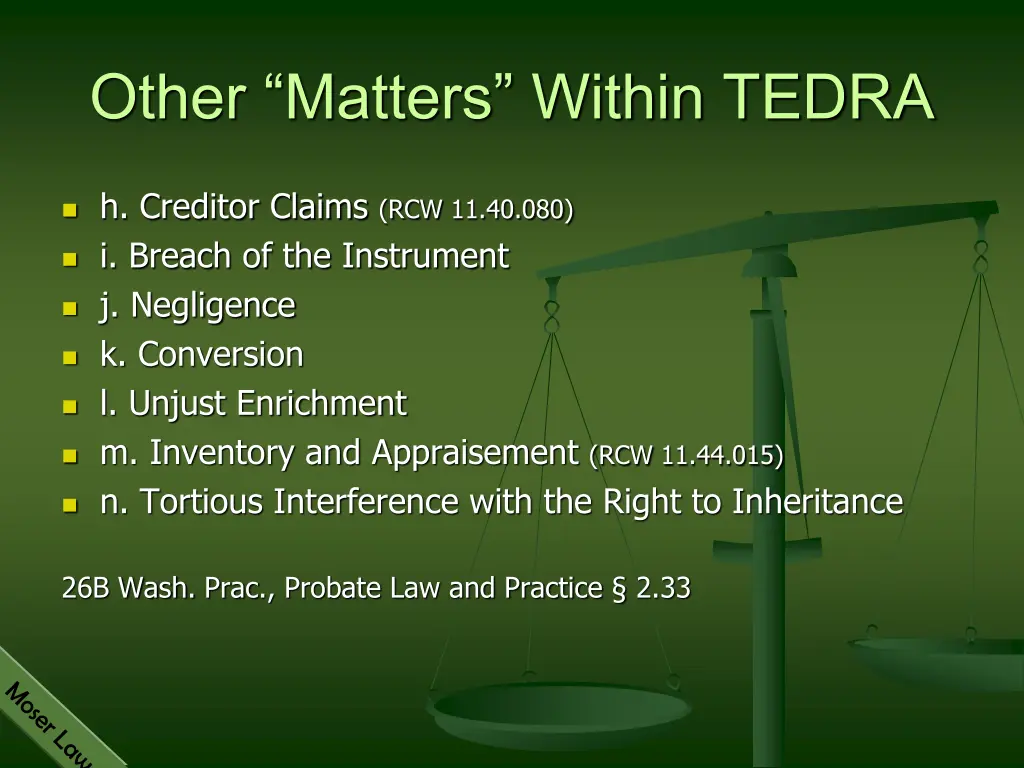 other matters within tedra 1