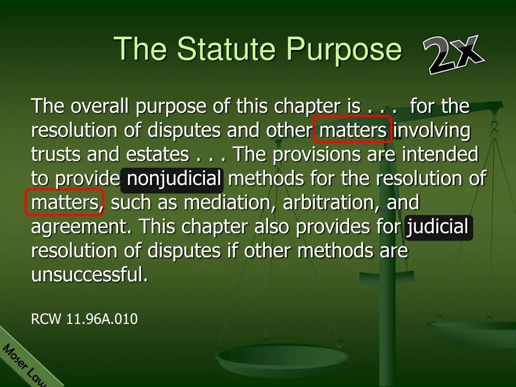 the statute purpose 2x the overall purpose