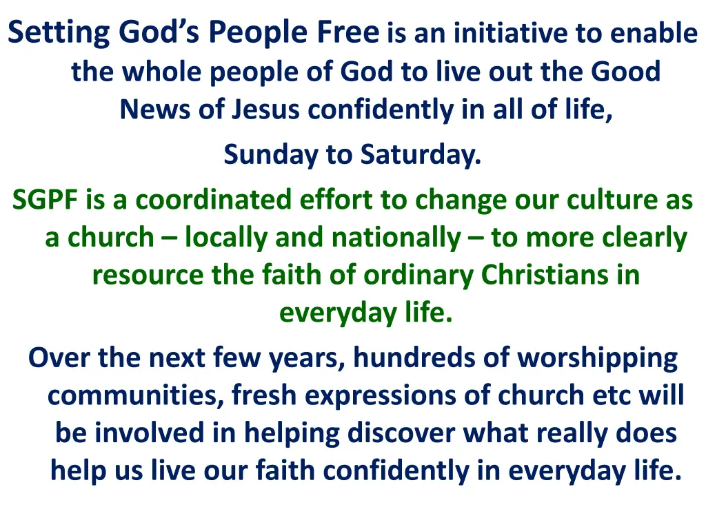 setting god s people free is an initiative