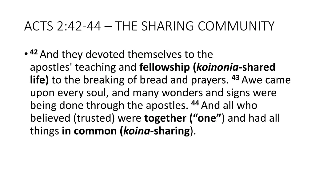 acts 2 42 44 the sharing community