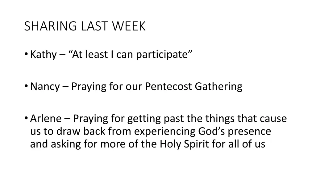 sharing last week