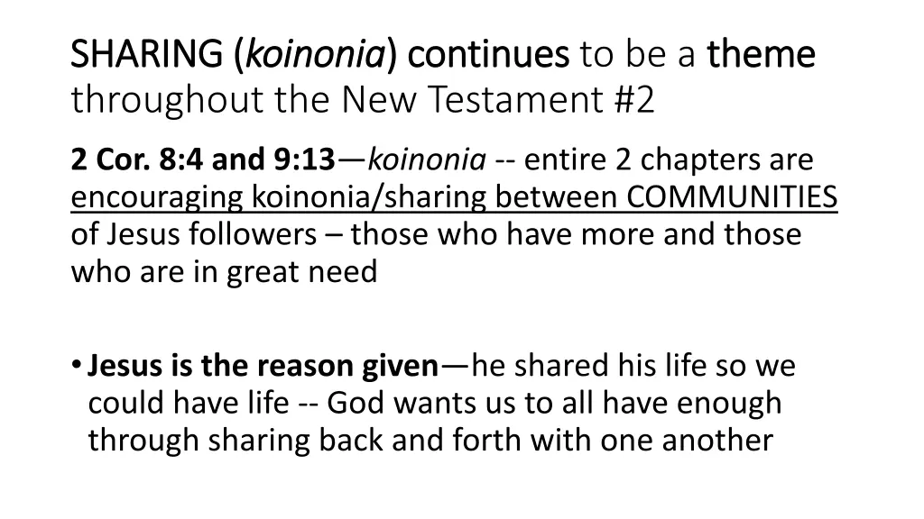 sharing sharing koinonia throughout 1