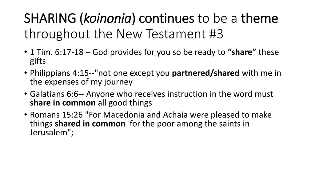 sharing sharing koinonia throughout 2
