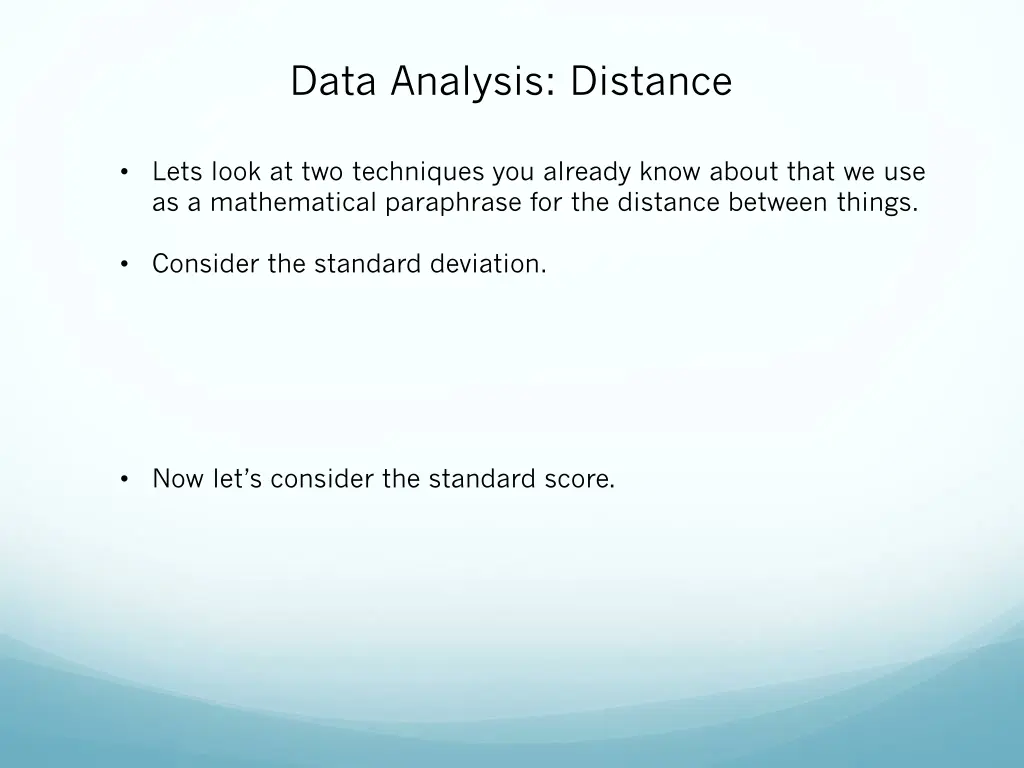 data analysis distance 1