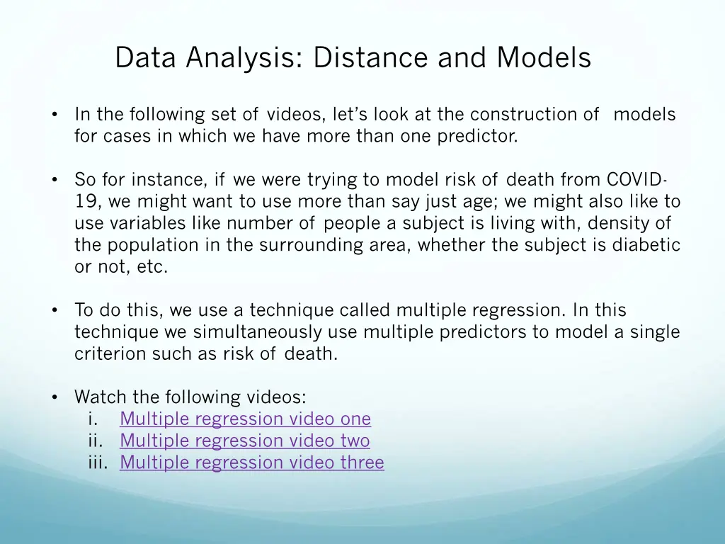 data analysis distance and models 1