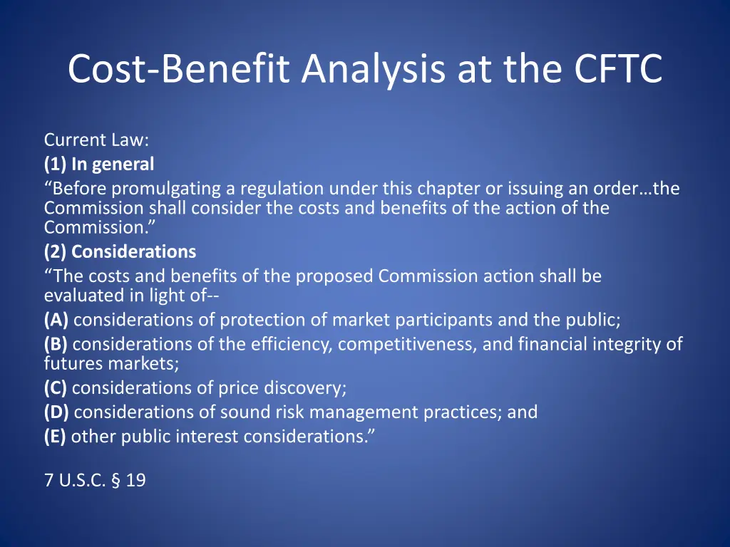 cost benefit analysis at the cftc